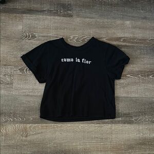Black Graphic Tee with White Text